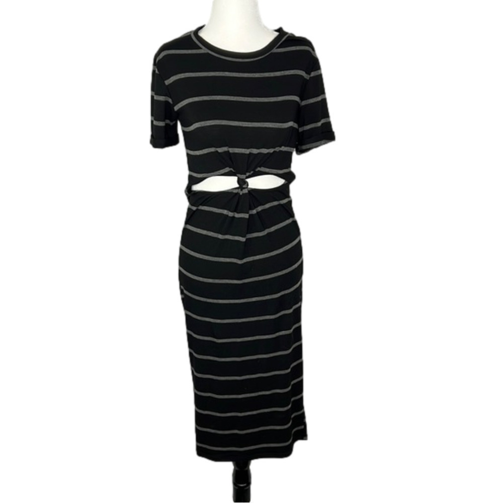 GAZE Navy Striped Cut-out Maxi Dress